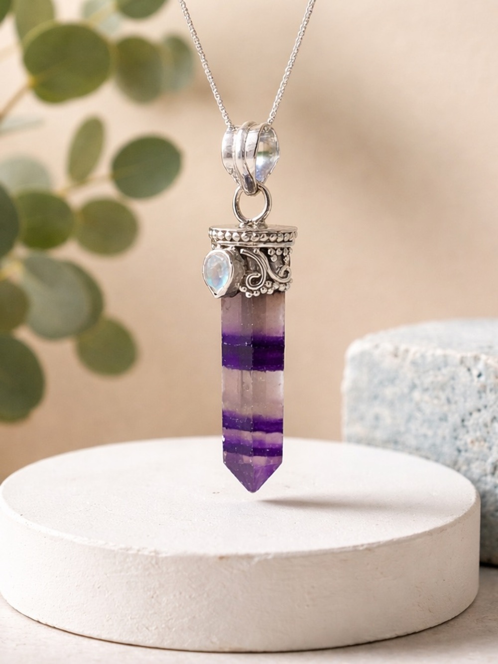 Fluorite & Moonstone Necklace - Picture 6 of 13